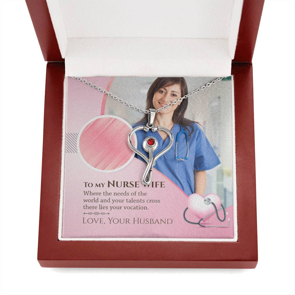 Nurse Wif Custom Photo Stethoscope Necklace Gift-[Heartfelt Family Gift]