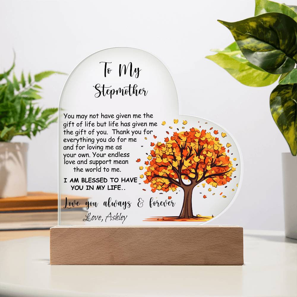 Stepmother Acrylic Heart Plaque Gift-[Heartfelt Family Gift]