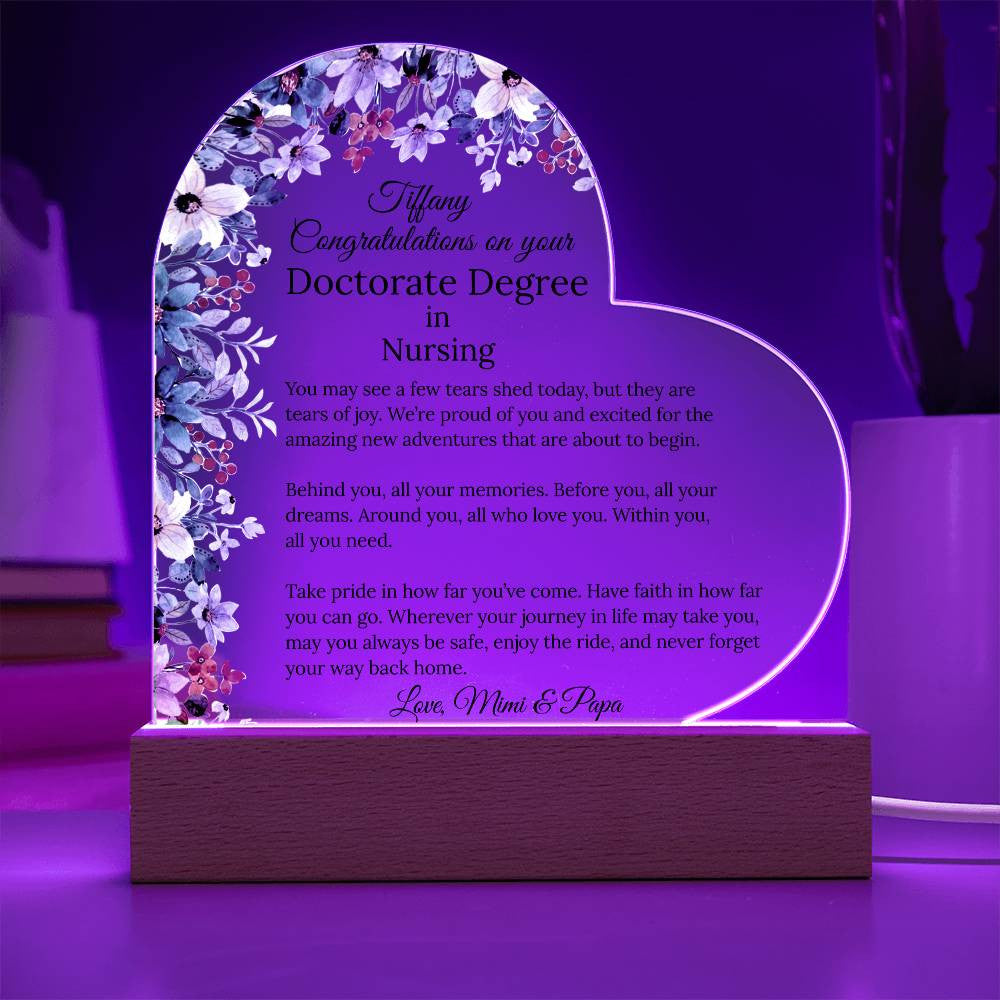 Personalized Doctorate Degree Graduation Plaque