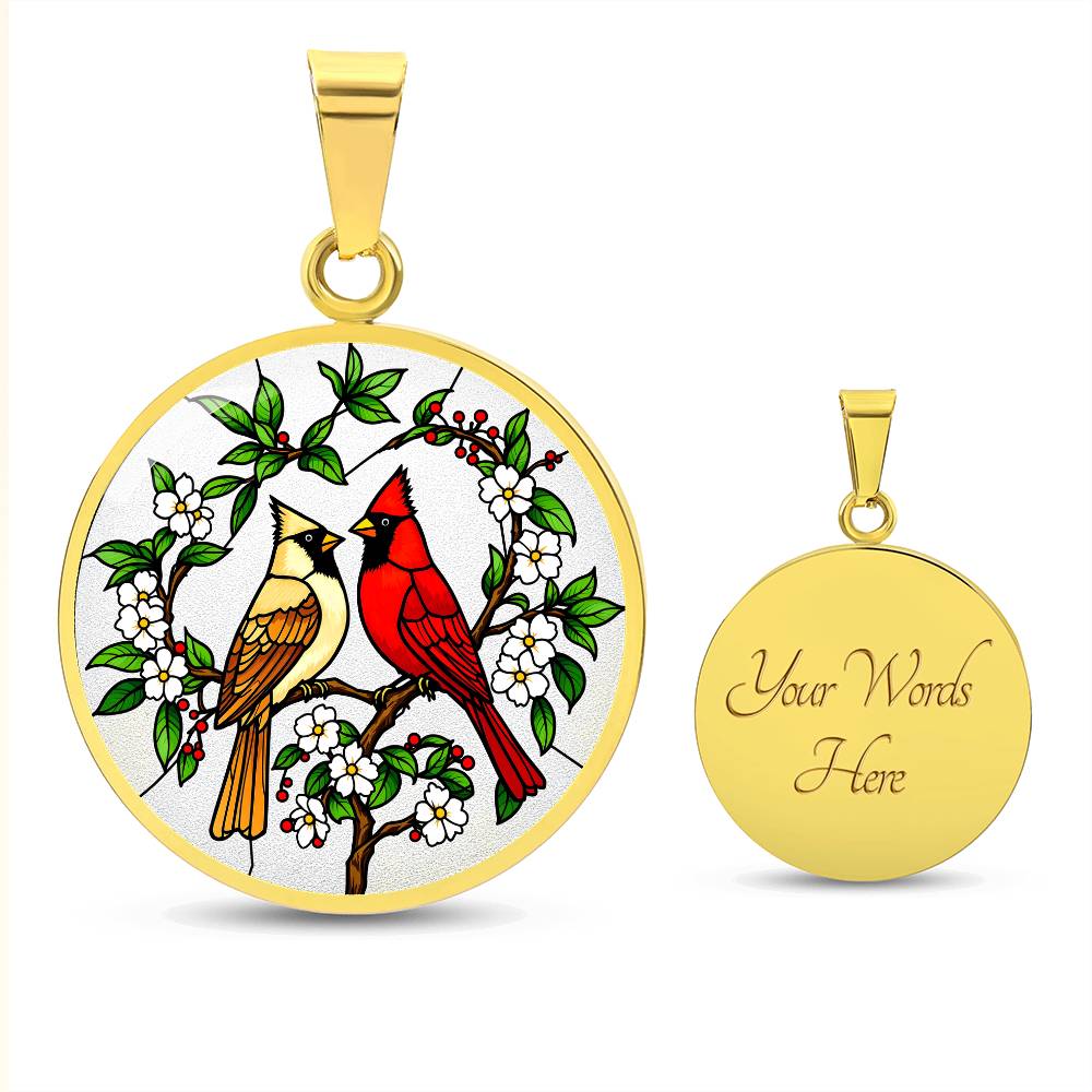 Cardinals Pendant Necklace Engraved