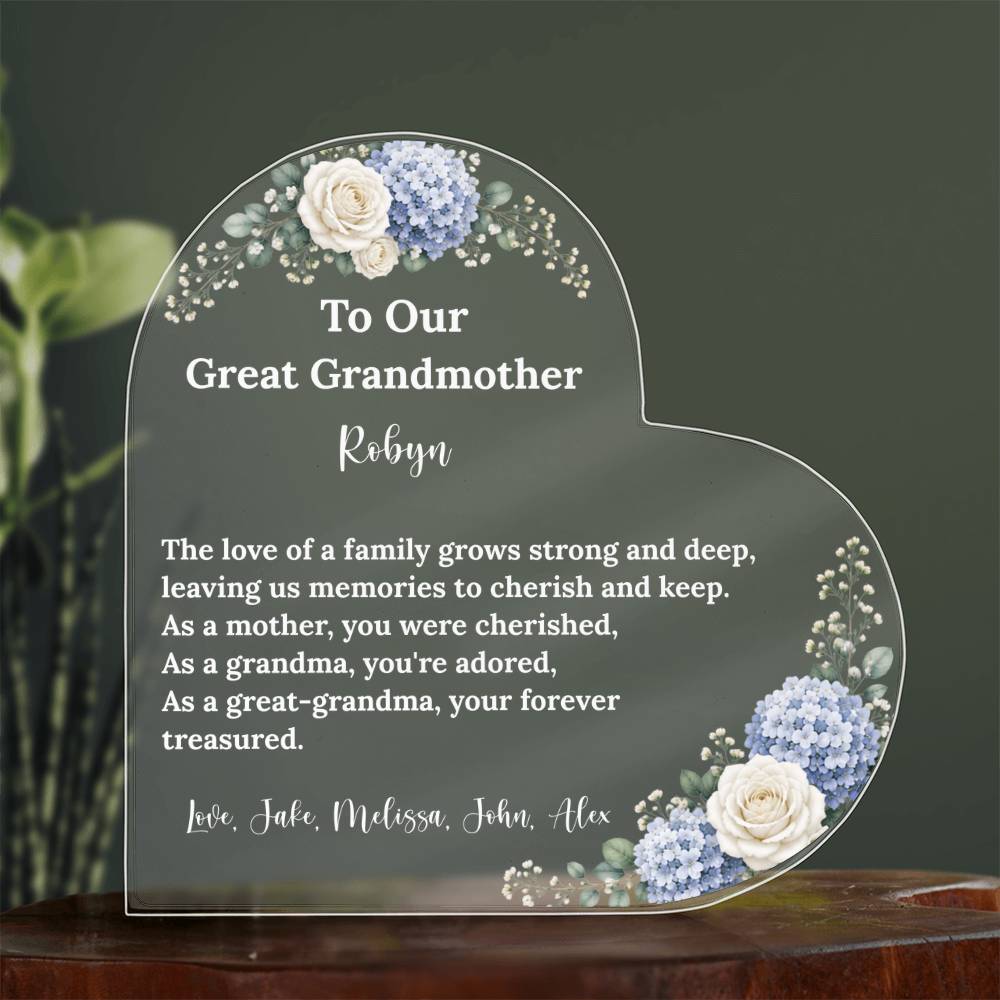 Grandmother Heart Plaque Gift