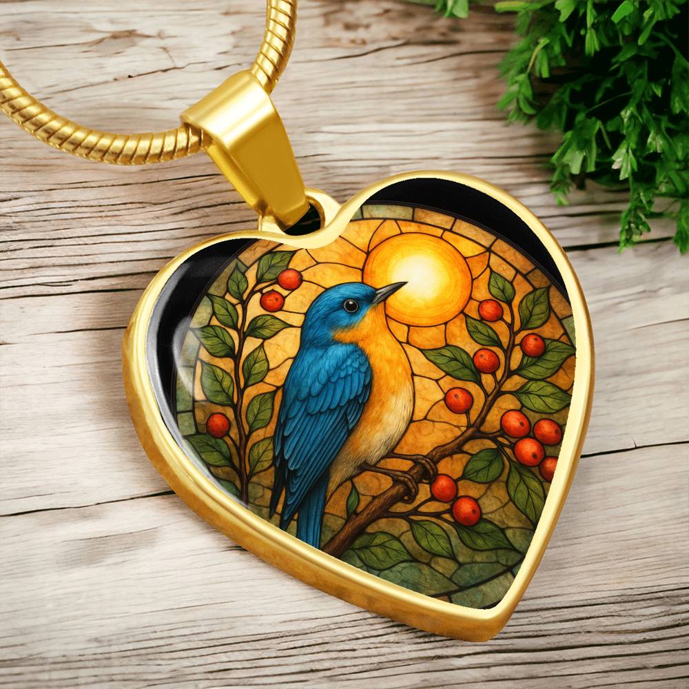 Bluebird Floral Necklace with Engraving