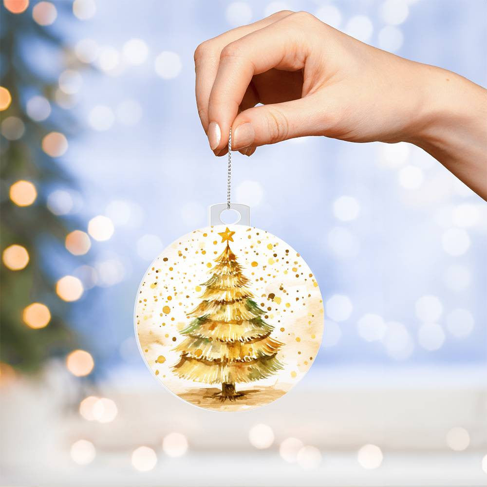 Christmas Tree Gold Acrylic Christmas Ornament-[Heartfelt Family Gift]