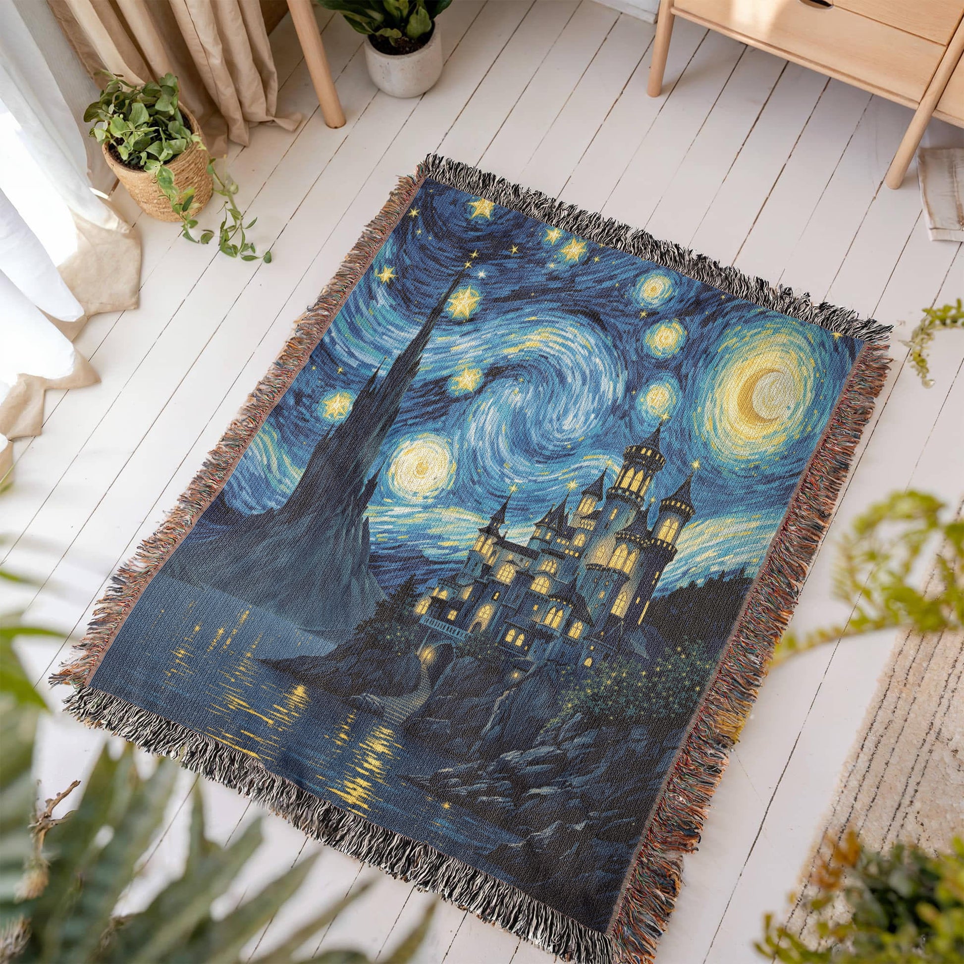 Mystical Castle Woven Cotton Throw-[Heartfelt Family Gift]