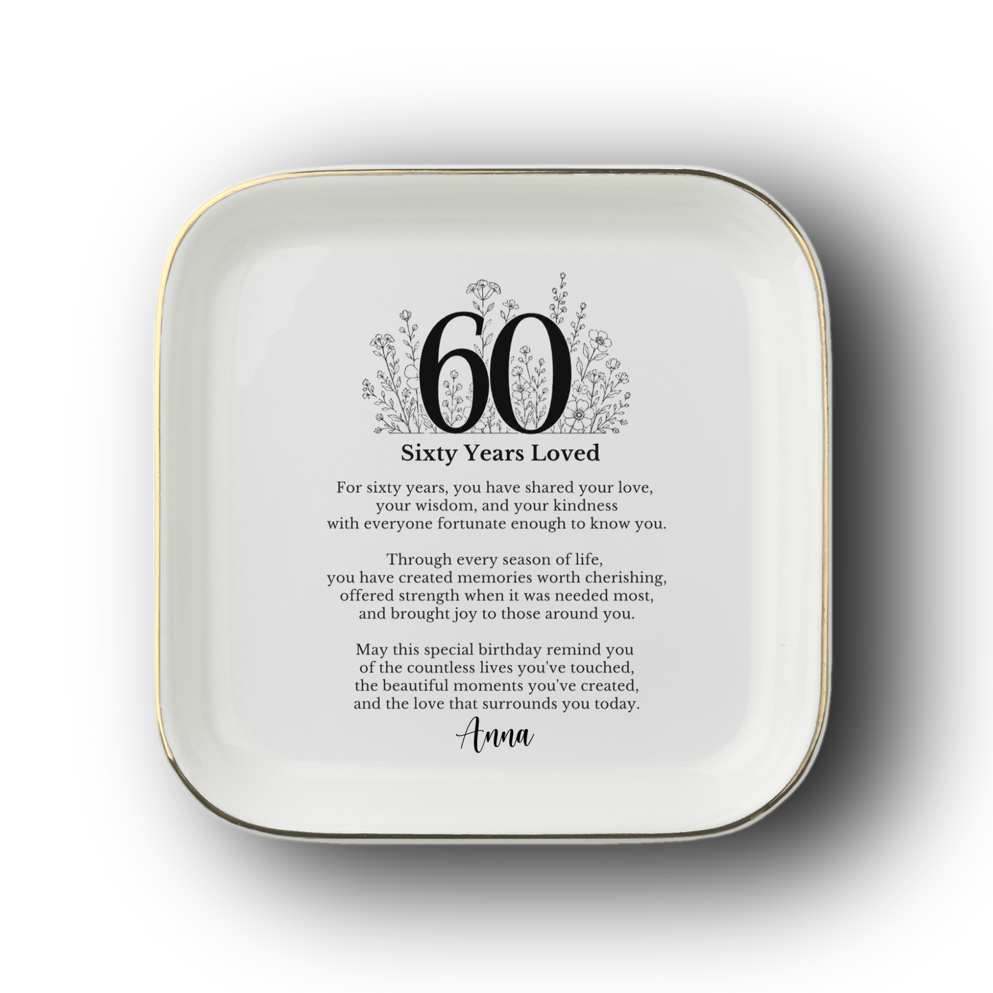 60th Birthday Jewelry Dish