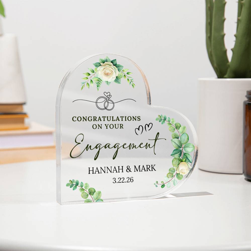 Engagement Gift Acrylic Heart Plaque