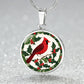 Cardinal and Hollyberry Necklace December Birthday Christmas Pendant-[Heartfelt Family Gift]