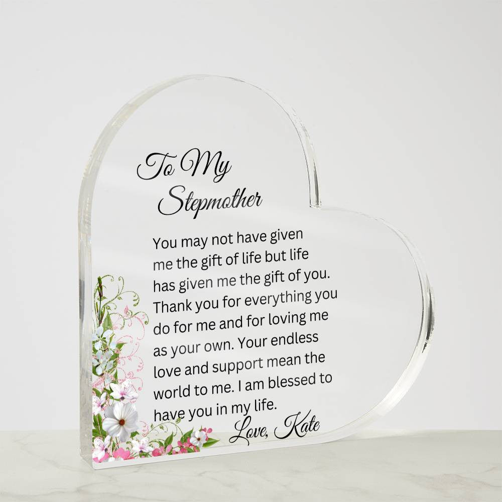 To My Stepmom Acrylic Heart Gift-[Heartfelt Family Gift]