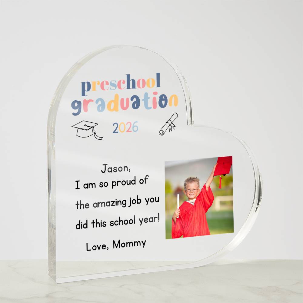 Personalized Preschool Graduation Heart Plaque Gift