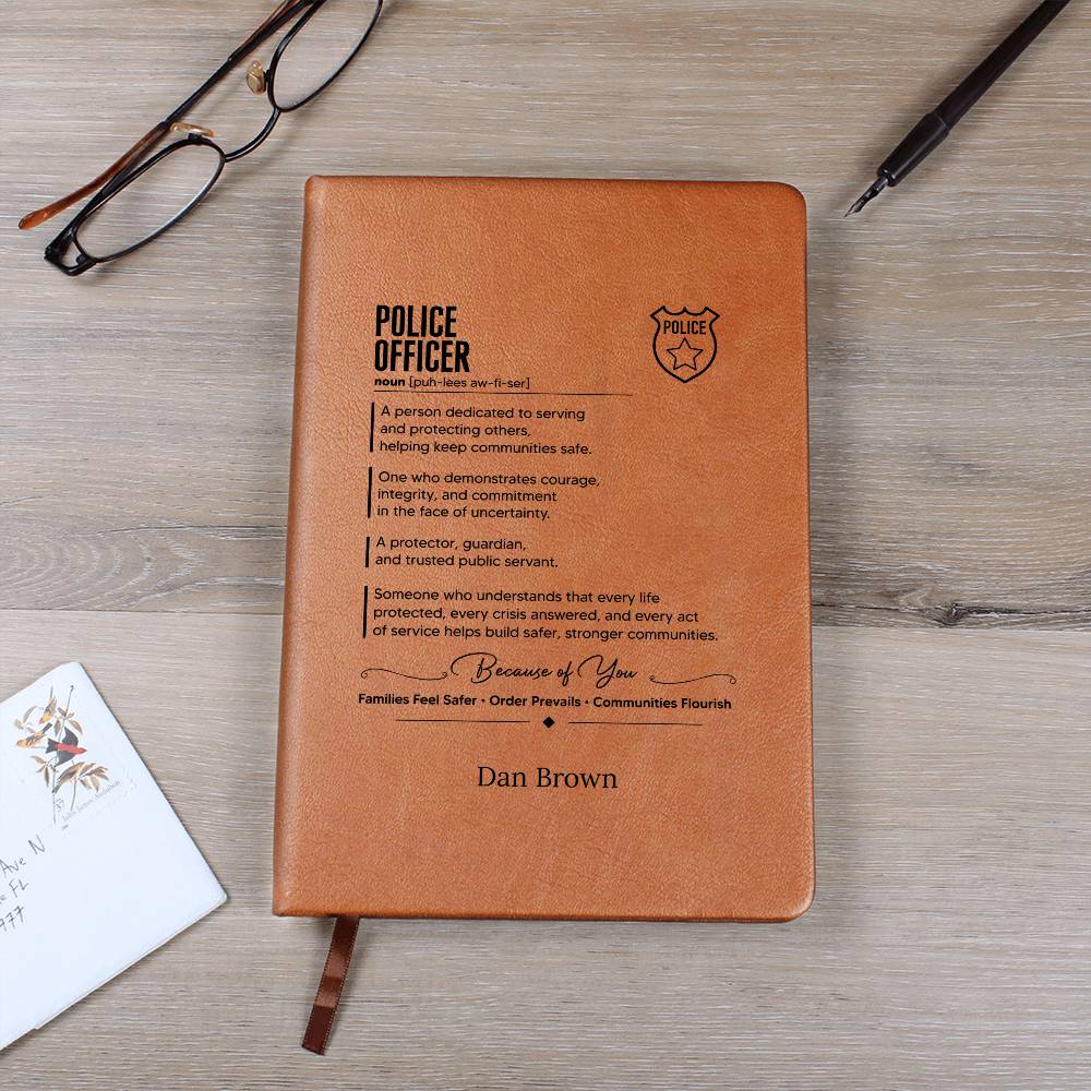 Police Officer Appreciation Journal, Personalized Leather Notebook, Graduation Gift for Police Academy, Law Enforcement Present