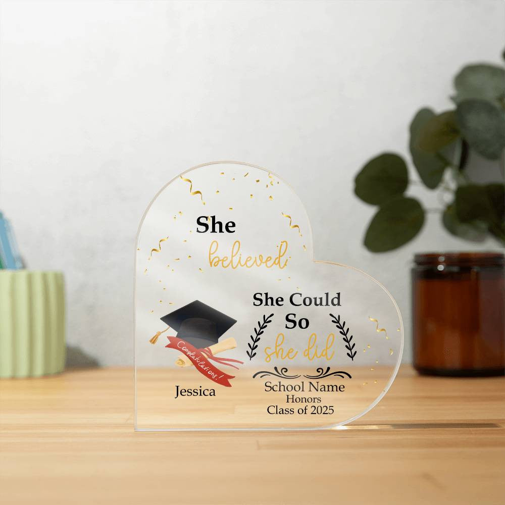 Personalized Graduation Heart Plaque Gift-[Heartfelt Family Gift]