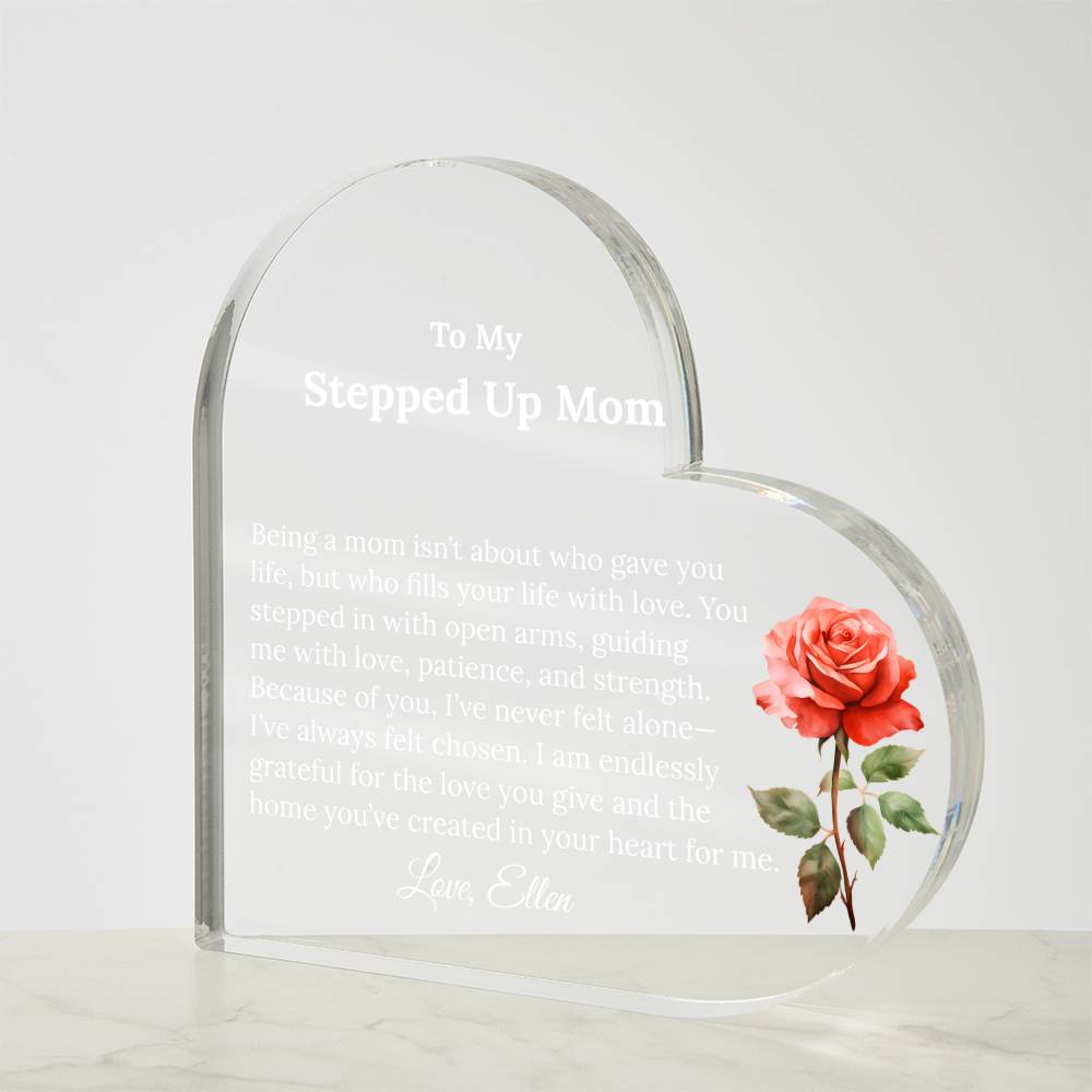 Personalized Stepped Up Mom Heart Plaque