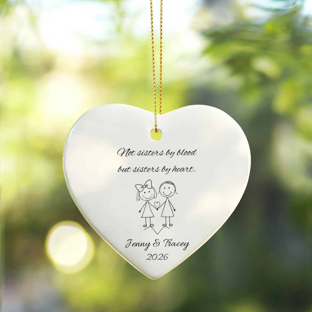 Soul Sister Best Friend Ceramic Heart Ornament