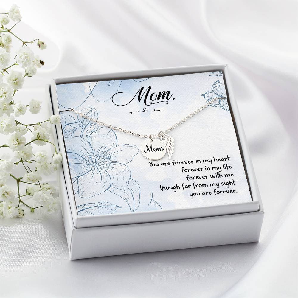 Forever in My Heart Mom Memorial Necklace - Personalized-[Heartfelt Family Gift]