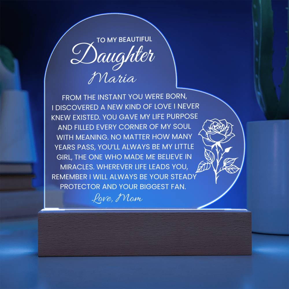 Daughter LED Lighted Acrylic Heart Plaque Gift