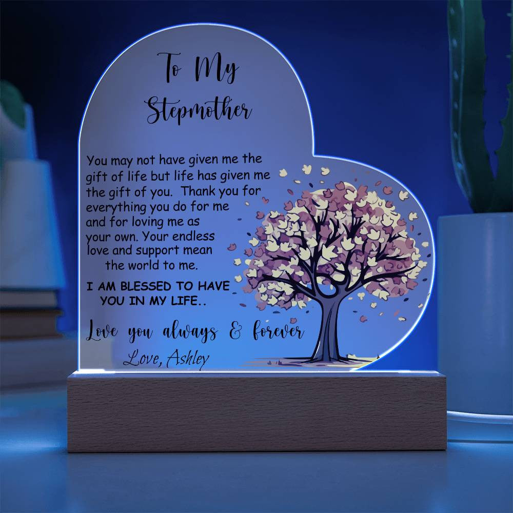 Stepmother Acrylic Heart Plaque Gift-[Heartfelt Family Gift]