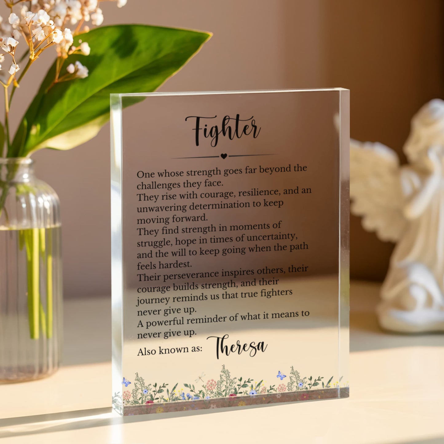 Strength of Fighter Heart of a Warrior Plaque