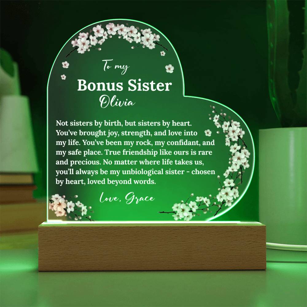 Bonus Sister in Heart Acrylic Heart Plaque