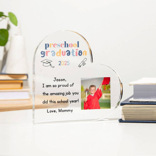 Personalized Preschool Graduation Heart Plaque Gift-[Heartfelt Family Gift]