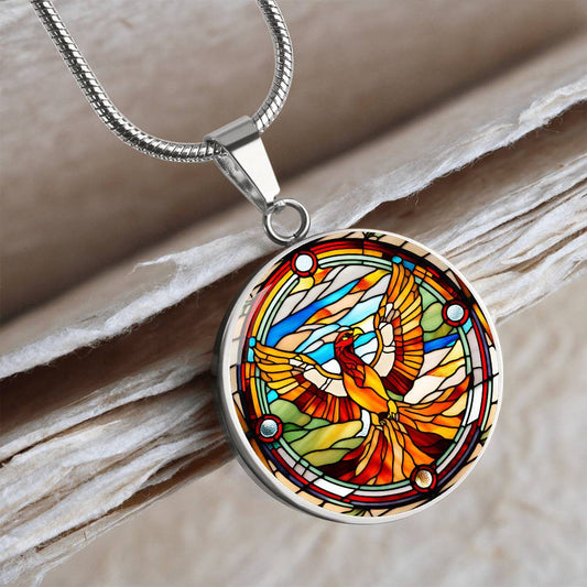 Rising Phoenix Engraved Pendant Necklace-[Heartfelt Family Gift]