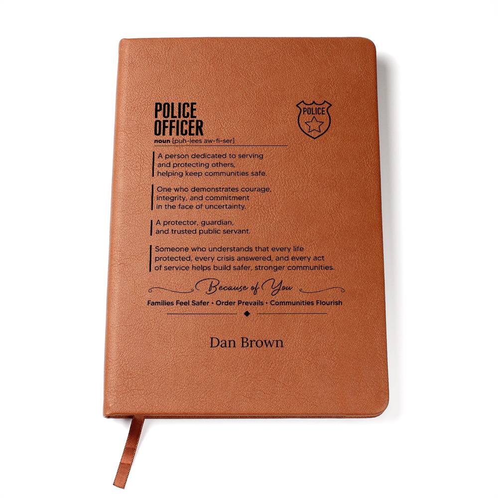 Police Officer Appreciation Journal, Personalized Leather Notebook, Graduation Gift for Police Academy, Law Enforcement Present