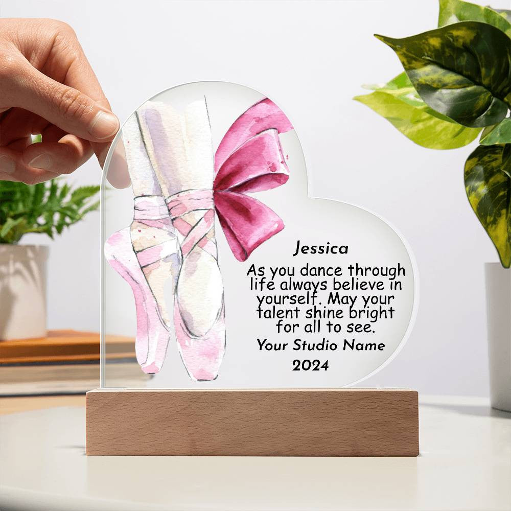Personalized Dance Gift for Recital or Senior Year Acrylic Heart Plaque-[Heartfelt Family Gift]