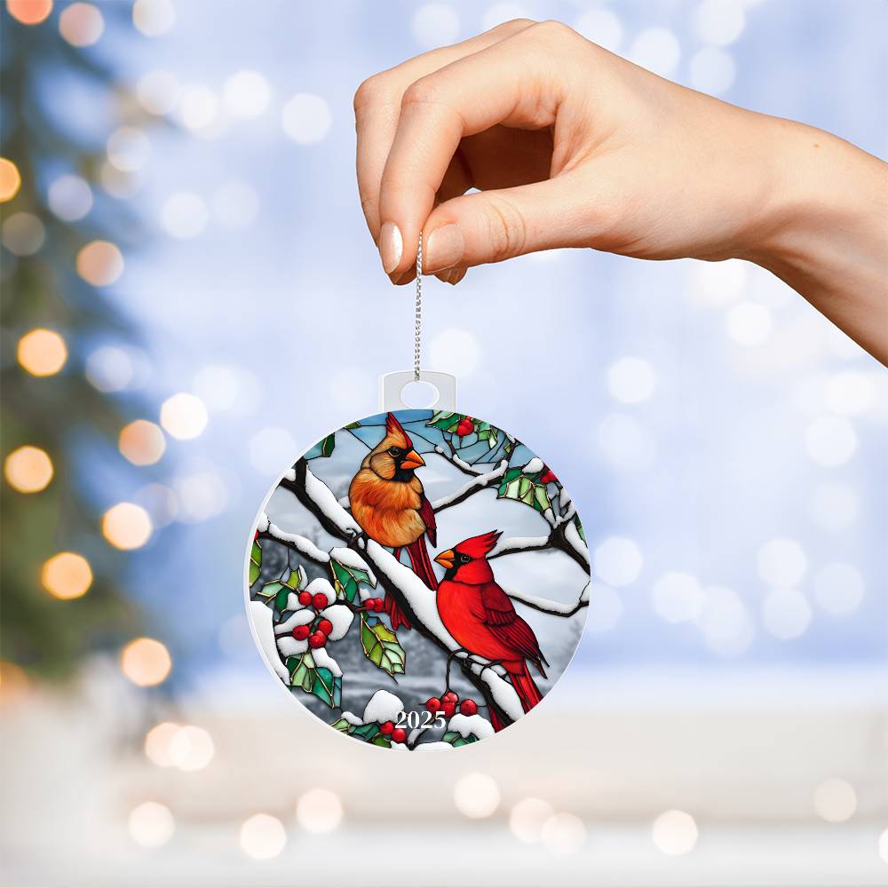 Cardinal Stained Glass Ornament