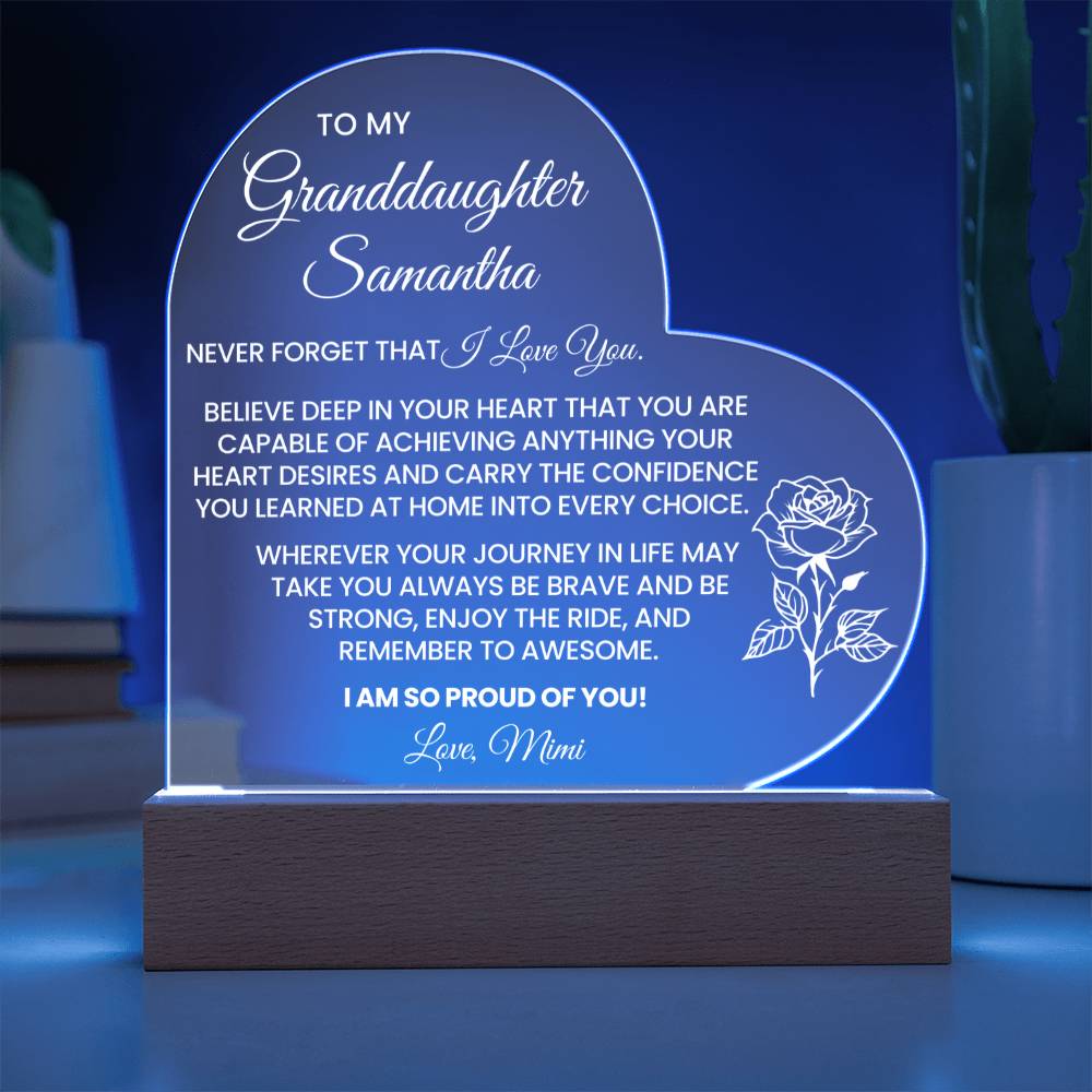 Personalized Granddaughter Plaque Gift with Name