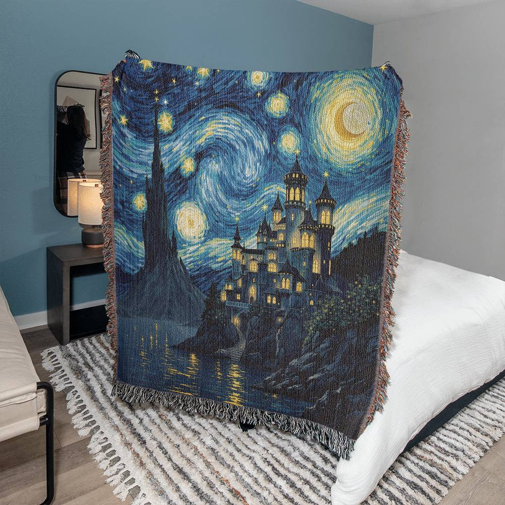Mystical Castle Woven Cotton Throw-[Heartfelt Family Gift]