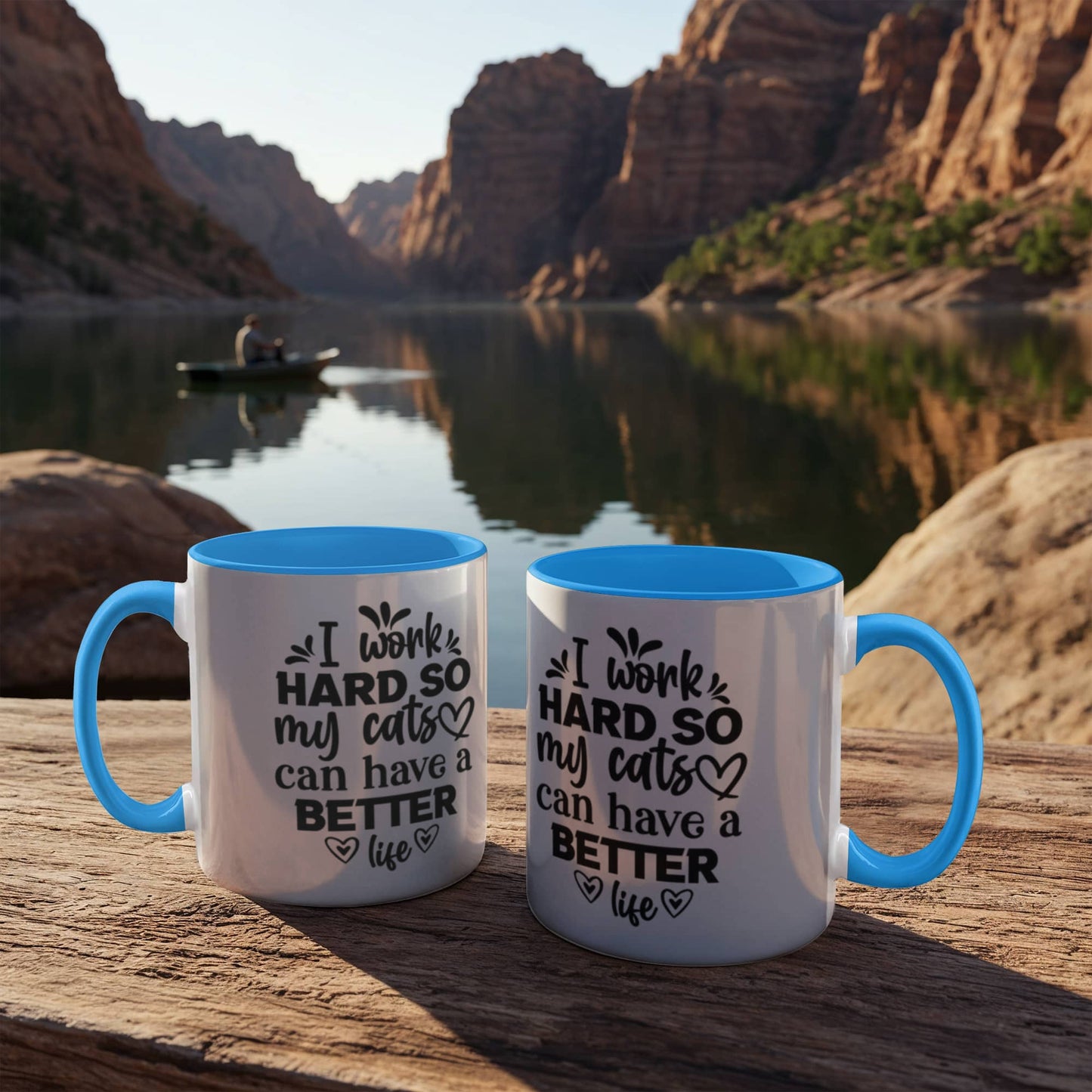 Cat Lover Color Accent Coffee Mug for Office Coworker  - 7 Colors