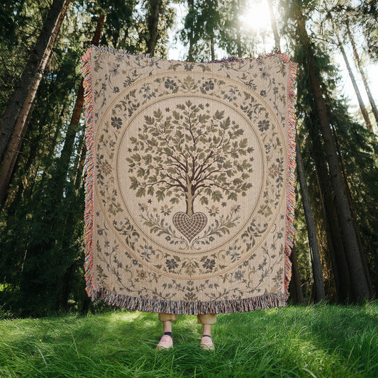 Tree of Life Floral Woven Blanket-[Heartfelt Family Gift]