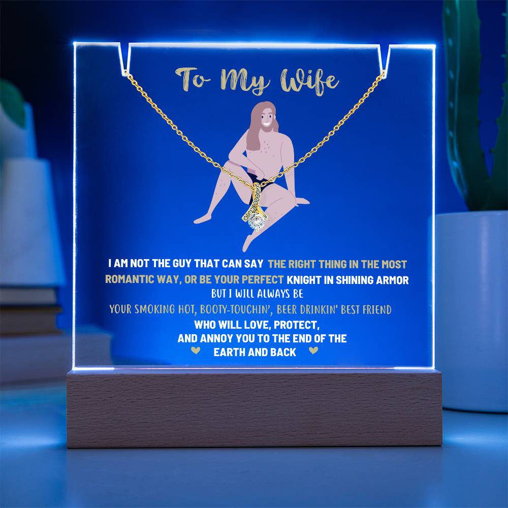 To My Wife Acrylic Jewelry Holder with Alluring Beauty Necklace-[Heartfelt Family Gift]