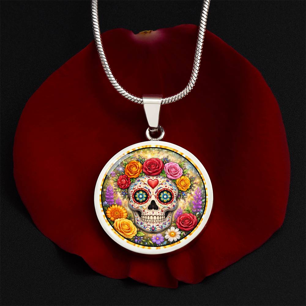 Sugar Skull Personalized Engraved Necklace Bracelet or Keychain