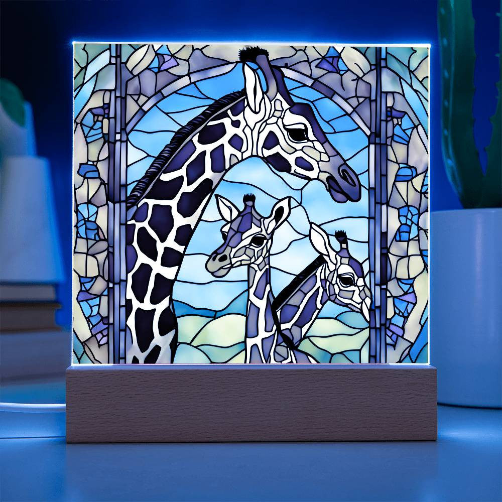 Giraffe Family  Acrylic Square Plaque-[Heartfelt Family Gift]
