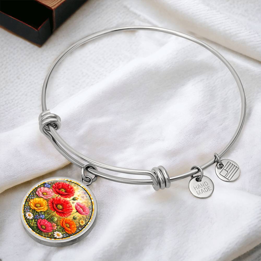 Personalized Peony Flowers Engraved Necklace Bracelet or Keychain