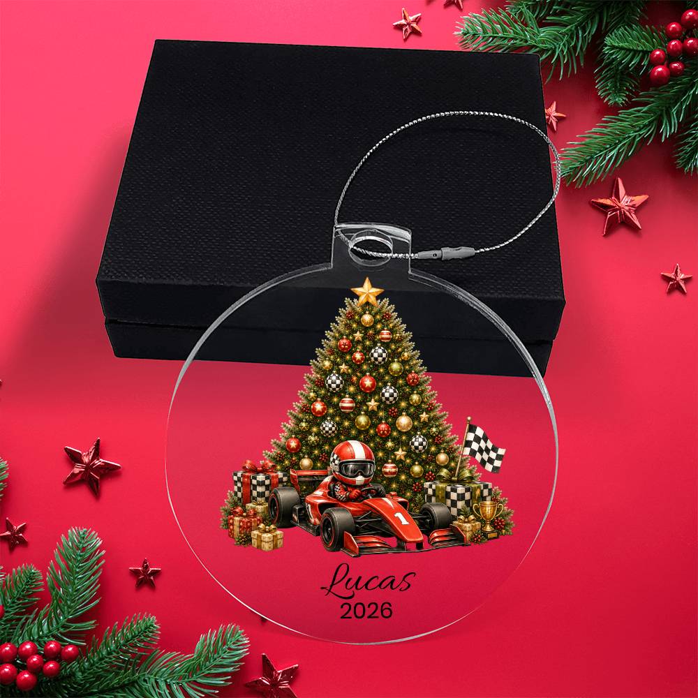Race Car Driver Kids Christmas Ornament