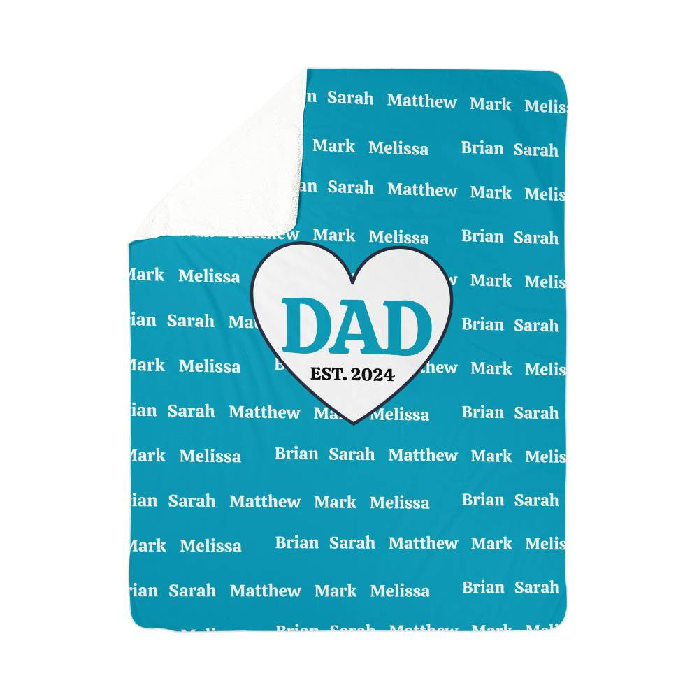 Dad with Kids Names Sherpa Fleece Blanket-[Heartfelt Family Gift]
