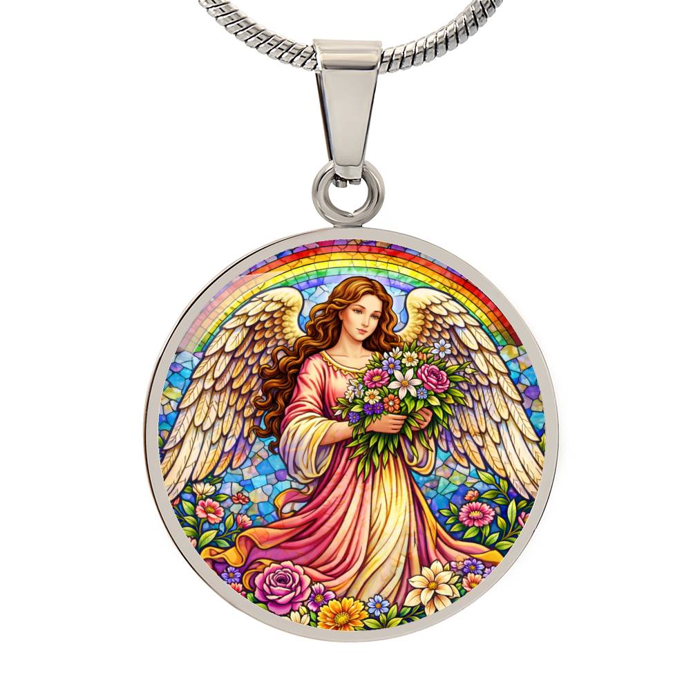 Floral Angel Personalized Engraved Necklace Bracelet or Keychain