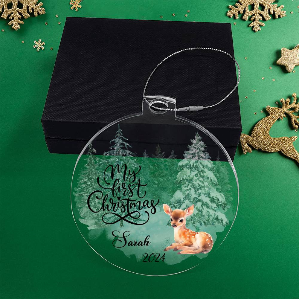 Baby's 1st Christmas Deer Acrylic Ornament-[Heartfelt Family Gift]