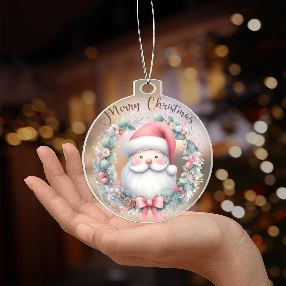 Santa Merry Christmas Acrylic Christmas Ornament-[Heartfelt Family Gift]