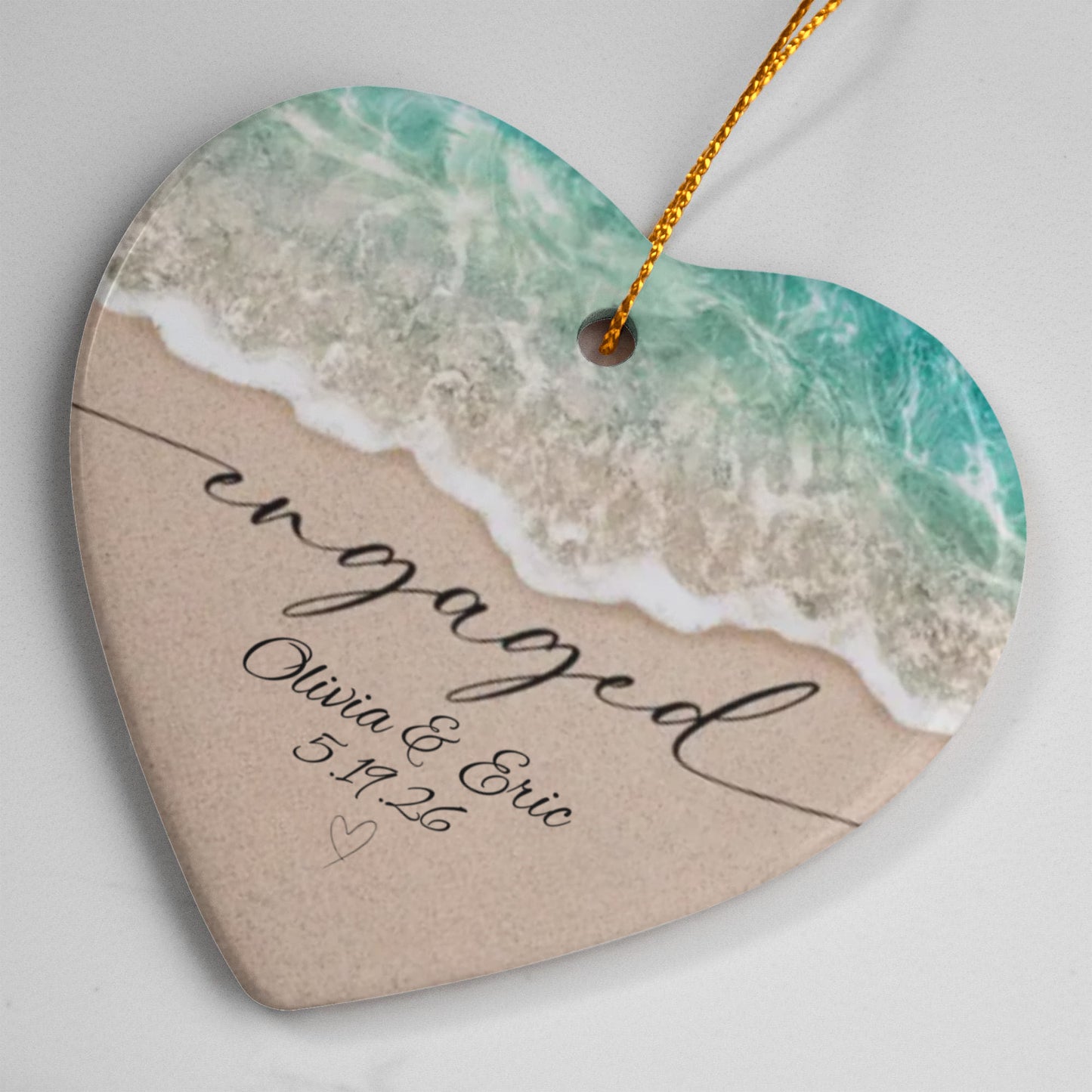 Personalized Engagement Ceramic Heart Ornament