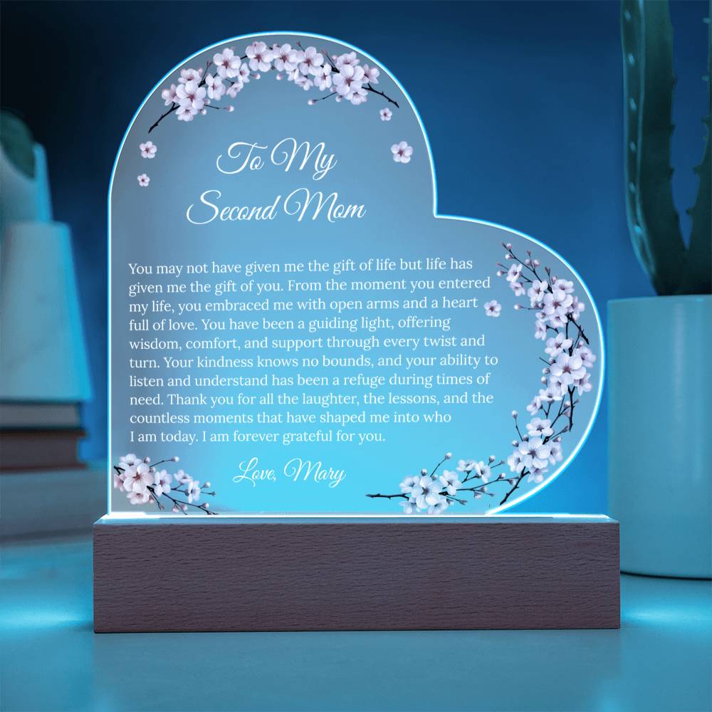 Personalized Second Mom Acrylic Heart Plaque