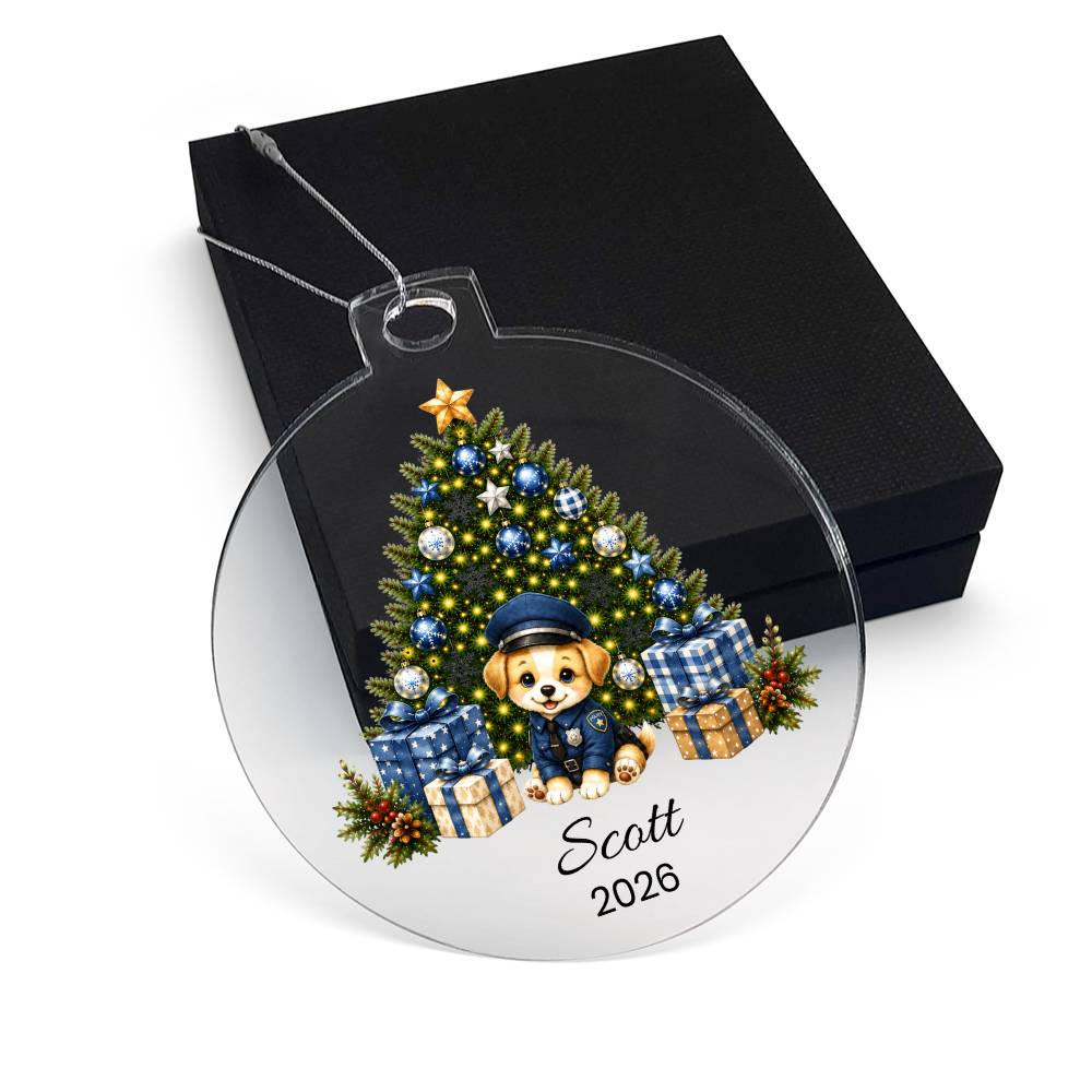 Puppy Police Officer Kids Christmas Ornament