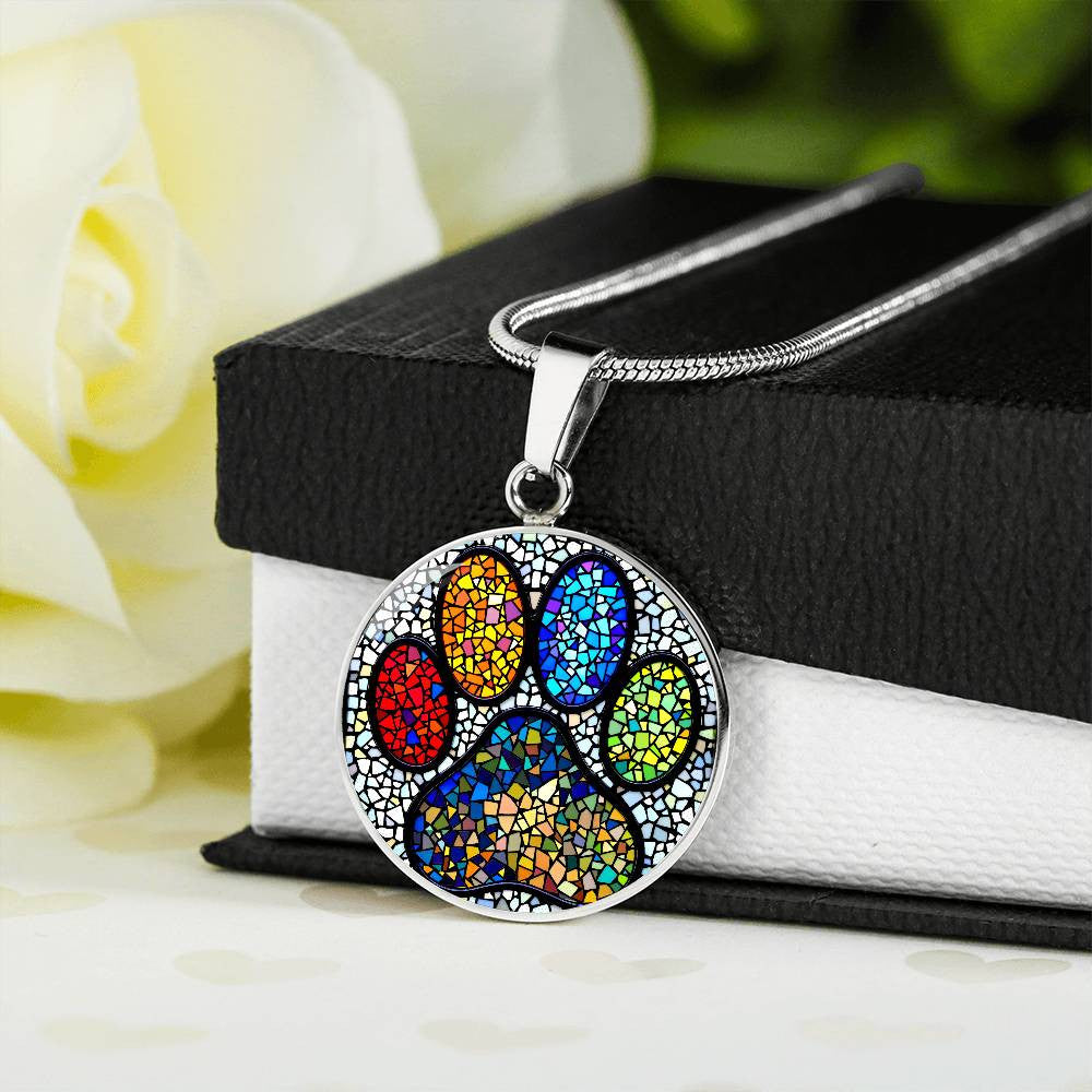 Paw Print Rainbow Bridge Pendant Necklace-[Heartfelt Family Gift]