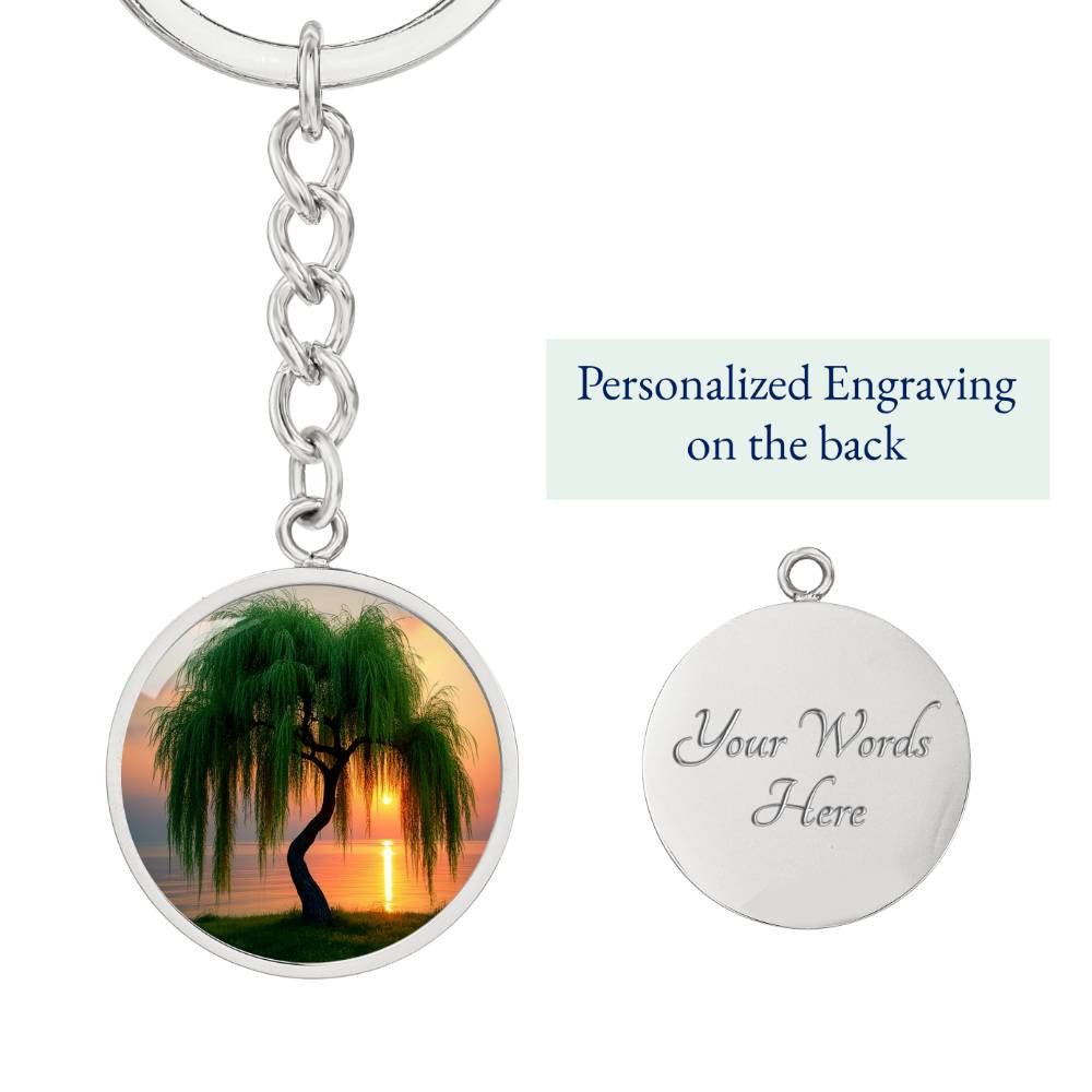Weeping Willow Engraved Keychain-[Heartfelt Family Gift]