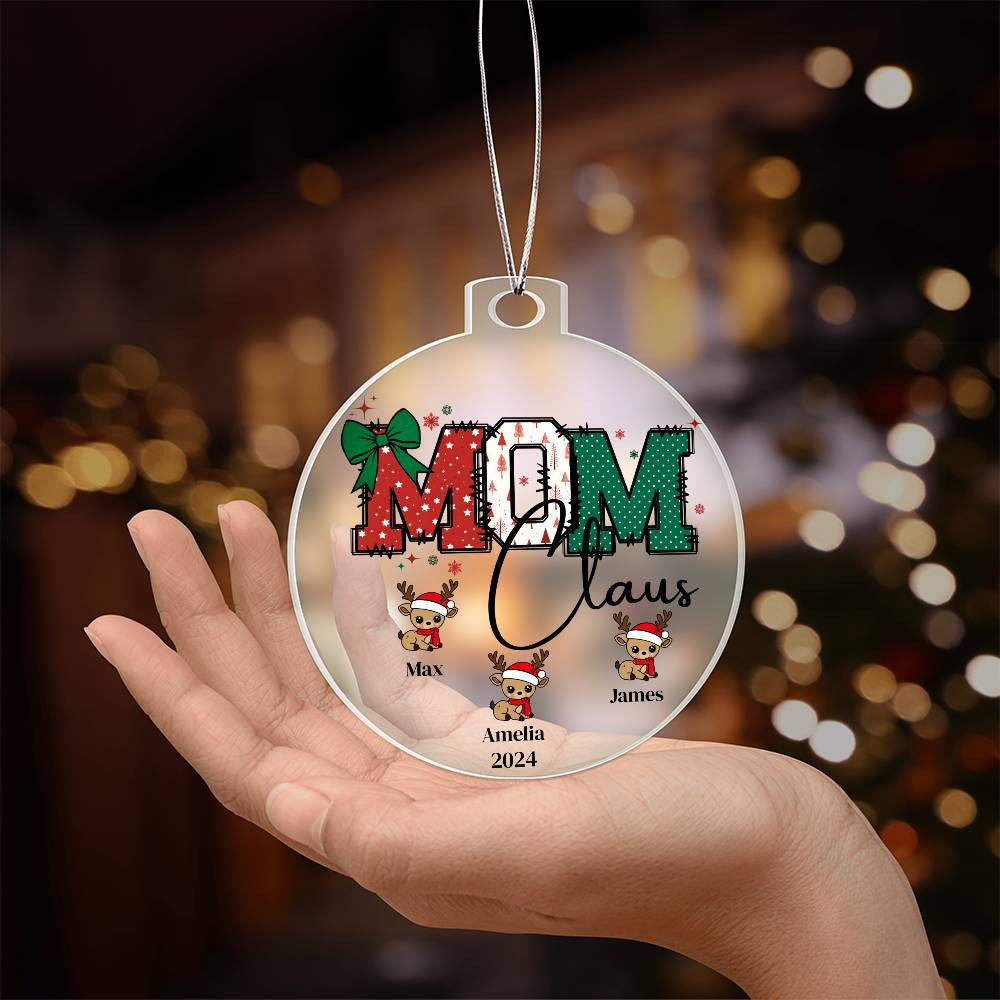 Mom Claus Acrylic Christmas Ornament-[Heartfelt Family Gift]