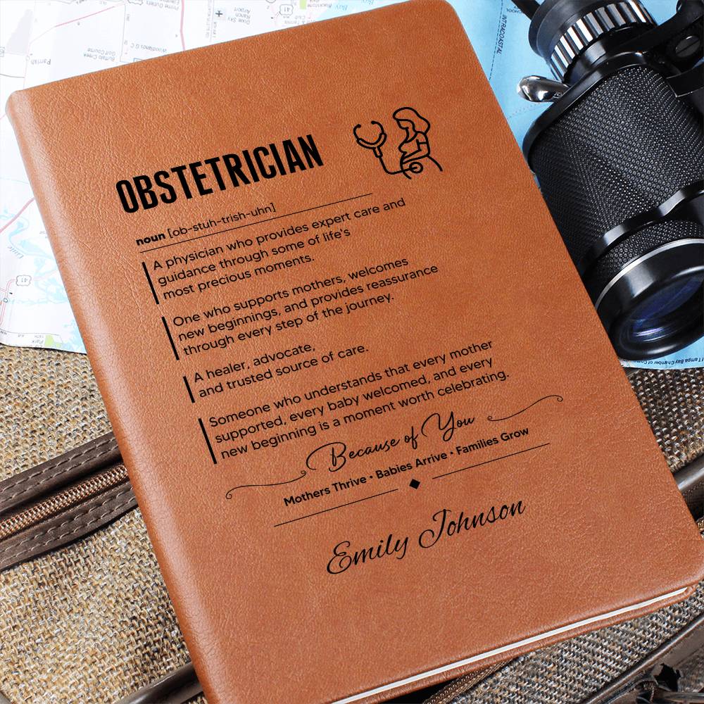 Obstetrician Gift Leather Journal, Vegan Leather Notebook, Personalized Doctor Notebook, OB GYN Gift, Keepsake for Obstetrics