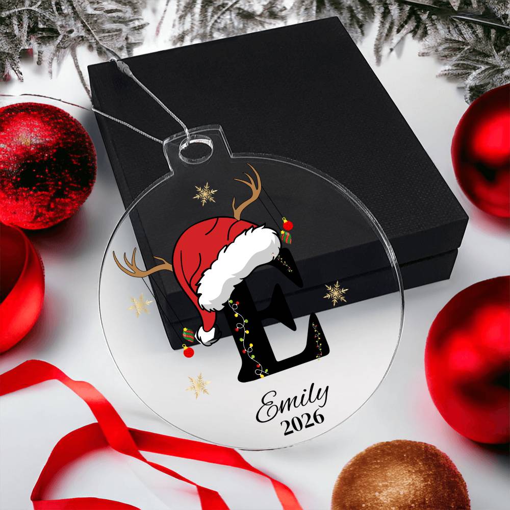 Personalized Letter Name Santa Hat Christmas Ornament