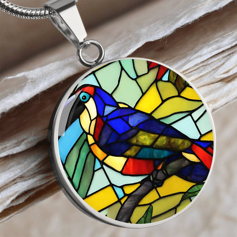 tucan 2 Polar Bear Round Pendant Necklace in Gold or silver-[Heartfelt Family Gift]