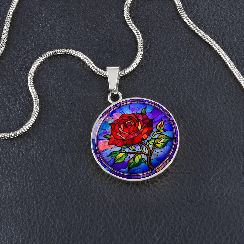 Red Rose Necklace with Engraving